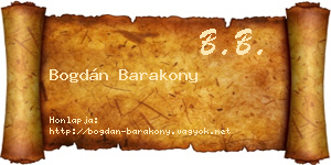 Bogdán Barakony névjegykártya